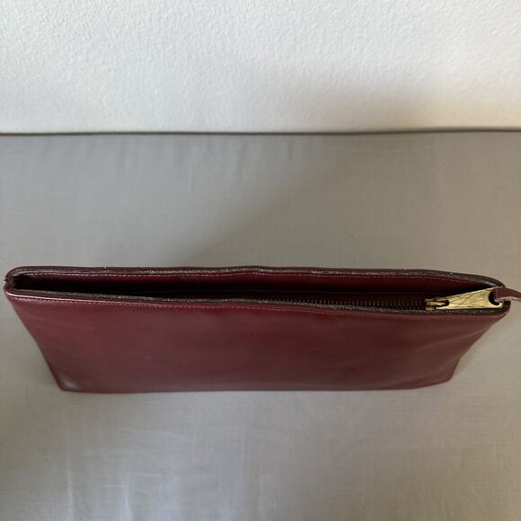 VTG 80s ETIENNE AIGNER Handbag Burgundy Leather Clutch 13" X 6.5" X 2.5" - Picture 3 of 8